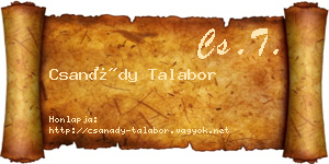 Csanády Talabor névjegykártya